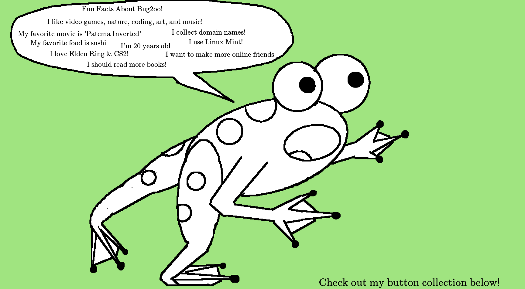 Fun facts about Bug2oo and a hand-drawn frog